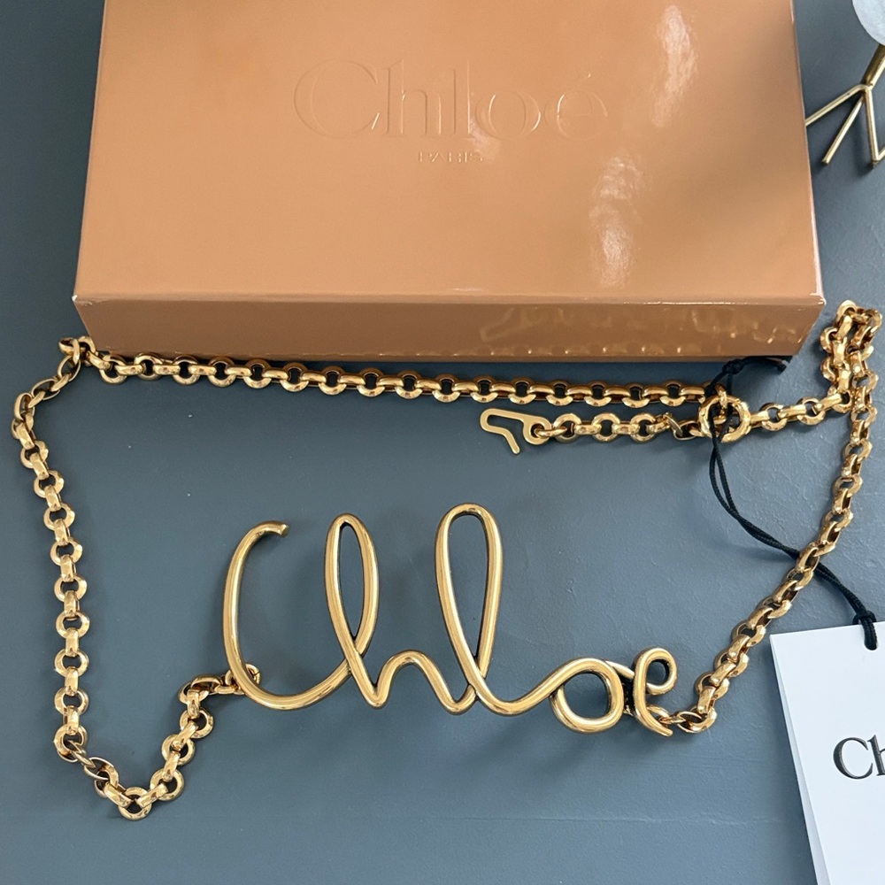 Chloé Gold Chain large letter belt NWT